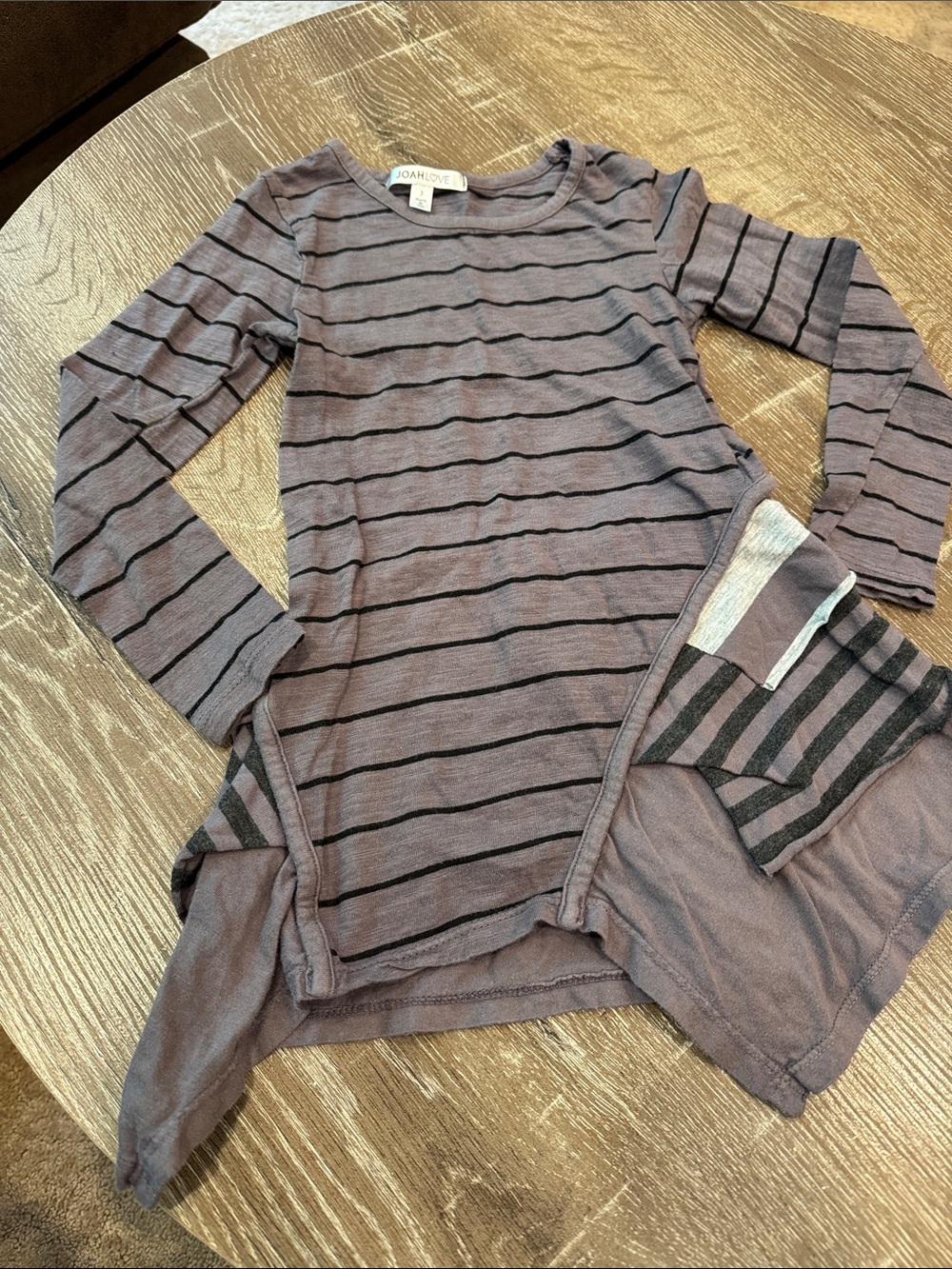Joah Love Girls' Long Sleeve Purple Striped Tunic